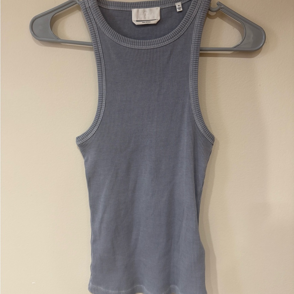Women's Vintage Blue Ribbed Tank Top